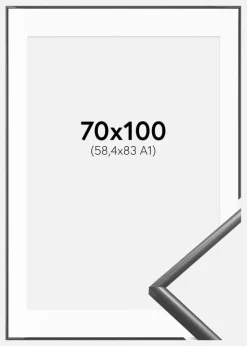 Ramme New Lifestyle Mørkegrå 70x100 cm - Passepartout Hvid 59,4x84 cm (A1)