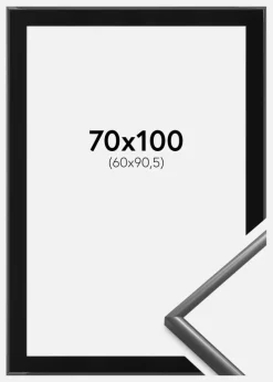 Ramme New Lifestyle Mørkegrå 70x100 cm - Passepartout Sort 61x91,5 cm