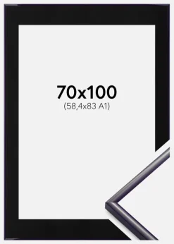 Ramme New Lifestyle Mørkelilla 70x100 cm - Passepartout Sort 59,4x84 cm (A1)