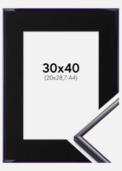 Ramme New Lifestyle Mørkelilla 30x40 cm - Passepartout Sort 21x29,7 cm (A4)