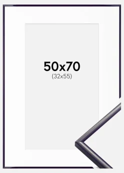 Ramme New Lifestyle Mørkelilla 50x70 cm - Passepartout Hvid 33x56 cm
