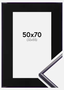 Ramme New Lifestyle Mørkelilla 50x70 cm - Passepartout Sort 33x56 cm