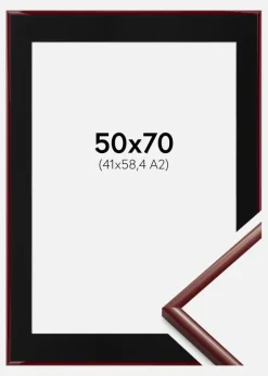 Ramme New Lifestyle Mørkerød 50x70 cm - Passepartout Sort 42x59,4 cm (A2)