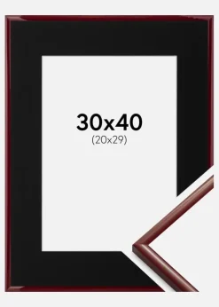 Ramme New Lifestyle Mørkerød 30x40 cm - Passepartout Sort 21x30 cm
