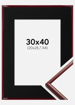 Ramme New Lifestyle Mørkerød 30x40 cm - Passepartout Sort 21x29,7 cm (A4)