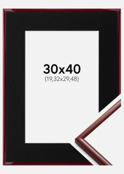 Ramme New Lifestyle Mørkerød 30x40 cm - Passepartout Sort 8x12 inches