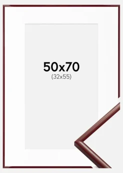 Ramme New Lifestyle Mørkerød 50x70 cm - Passepartout Hvid 33x56 cm