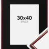 Ramme New Lifestyle Mørkerød 30x40 cm - Passepartout Sort 20x28 cm