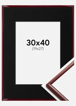 Ramme New Lifestyle Mørkerød 30x40 cm - Passepartout Sort 20x28 cm