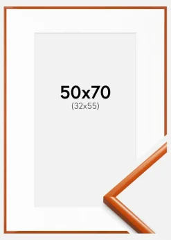 Ramme New Lifestyle Orange 50x70 cm - Passepartout Hvid 33x56 cm