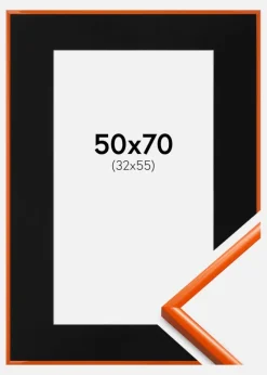 Ramme New Lifestyle Orange 50x70 cm - Passepartout Sort 33x56 cm