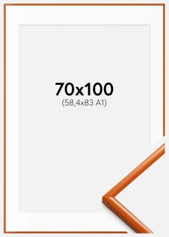 Ramme New Lifestyle Orange 70x100 cm - Passepartout Hvid 59,4x84 cm (A1)
