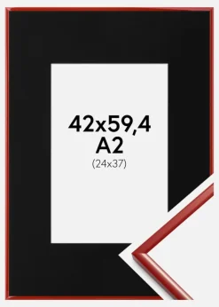 Ramme New Lifestyle Rød 42x59,4 cm (A2) - Passepartout Sort 25x38 cm