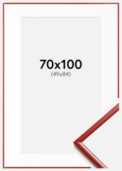 Ramme New Lifestyle Rød 70x100 cm - Passepartout Hvid 50x85 cm