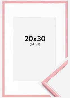 Ramme New Lifestyle Rosa 20x30 cm - Passepartout Hvid 15x22 cm