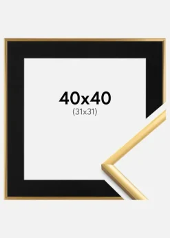 Ramme New Lifestyle Shiny Gold 40x40 cm - Passepartout Sort 32x32 cm