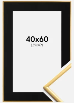 Ramme New Lifestyle Shiny Gold 40x60 cm - Passepartout Sort 30x50 cm