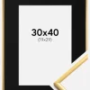 Ramme New Lifestyle Shiny Gold 30x40 cm - Passepartout Sort 20x30 cm