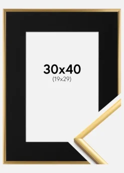 Ramme New Lifestyle Shiny Gold 30x40 cm - Passepartout Sort 20x30 cm
