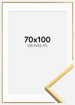Ramme New Lifestyle Shiny Gold 70x100 cm - Passepartout Hvid 59,4x84 cm (A1)