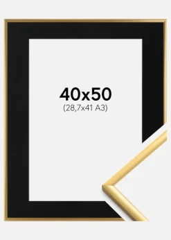 Ramme New Lifestyle Shiny Gold 40x50 cm - Passepartout Sort 29,7x42 cm (A3)