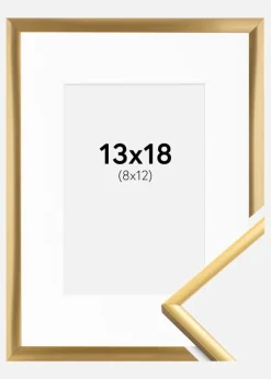 Ramme New Lifestyle Shiny Gold 13x18 cm - Passepartout Hvid 9x13 cm
