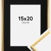 Ramme New Lifestyle Shiny Gold 15x20 cm - Passepartout Sort 11x15 cm