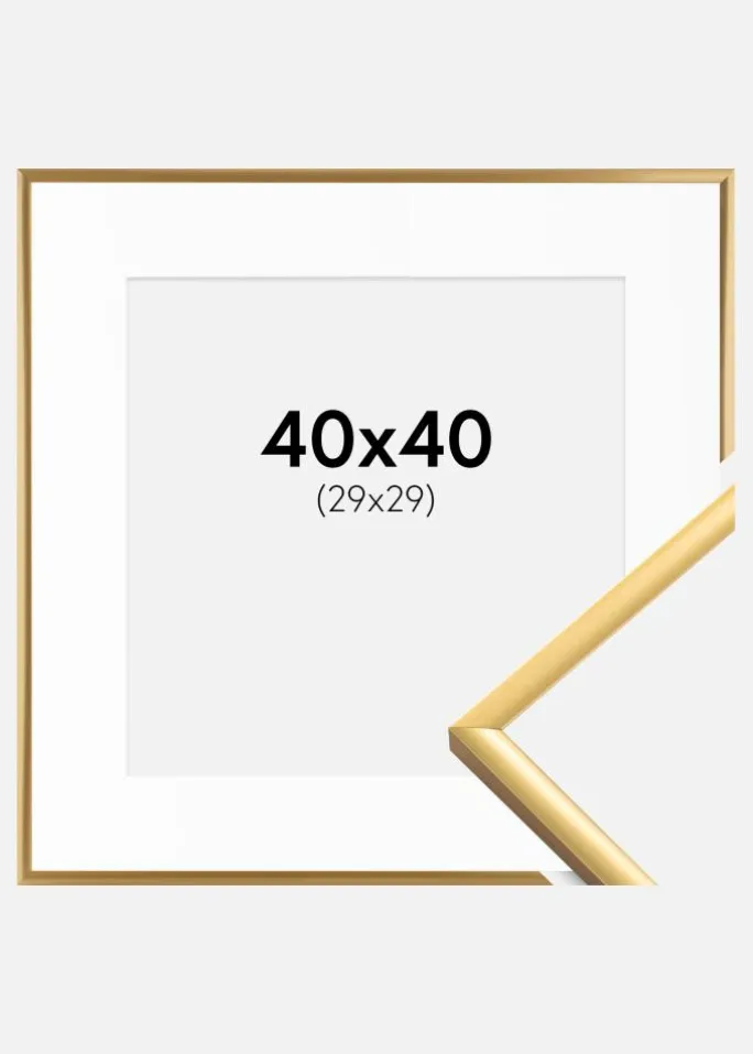 Ramme New Lifestyle Shiny Gold 40x40 cm - Passepartout Hvid 30x30 cm
