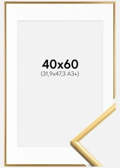 Ramme New Lifestyle Shiny Gold 40x60 cm - Passepartout Hvid 32,9x48,3 cm (A3+)