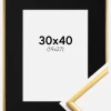 Ramme New Lifestyle Shiny Gold 30x40 cm - Passepartout Sort 20x28 cm