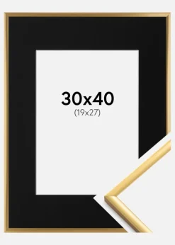 Ramme New Lifestyle Shiny Gold 30x40 cm - Passepartout Sort 20x28 cm