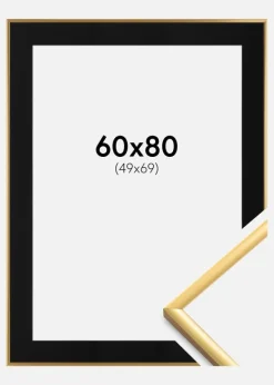 Ramme New Lifestyle Shiny Gold 60x80 cm - Passepartout Sort 50x70 cm