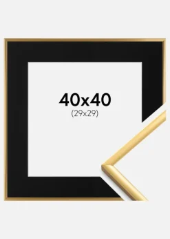Ramme New Lifestyle Shiny Gold 40x40 cm - Passepartout Sort 30x30 cm
