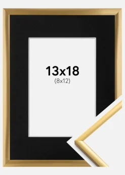 Ramme New Lifestyle Shiny Gold 13x18 cm - Passepartout Sort 9x13 cm