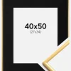 Ramme New Lifestyle Shiny Gold 40x50 cm - Passepartout Sort 28x35 cm