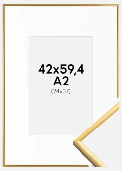 Ramme New Lifestyle Shiny Gold 42x59,4 cm (A2) - Passepartout Hvid 25x38 cm