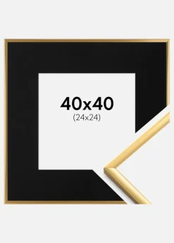 Ramme New Lifestyle Shiny Gold 40x40 cm - Passepartout Sort 25x25 cm