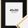 Ramme New Lifestyle Shiny Gold 40x50 cm - Passepartout Sort 27,5x37 cm