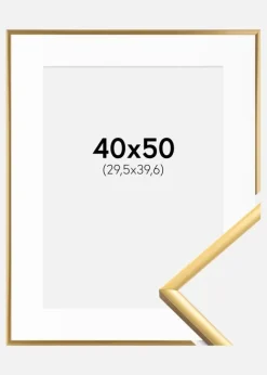 Ramme New Lifestyle Shiny Gold 40x50 cm - Passepartout Hvid 12x16 inches