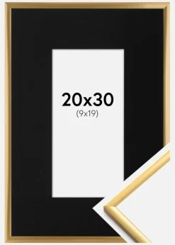Ramme New Lifestyle Shiny Gold 20x30 cm - Passepartout Sort 10x20 cm