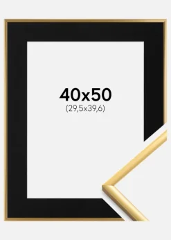 Ramme New Lifestyle Shiny Gold 40x50 cm - Passepartout Sort 12x16 inches