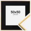Ramme New Lifestyle Shiny Gold 50x50 cm - Passepartout Sort 35x35 cm