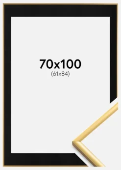 Ramme New Lifestyle Shiny Gold 70x100 cm - Passepartout Sort 62x85 cm