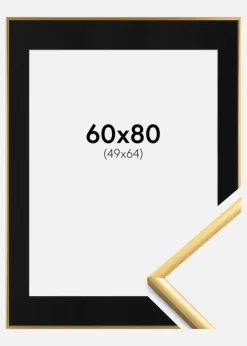 Ramme New Lifestyle Shiny Gold 60x80 cm - Passepartout Sort 50x65 cm