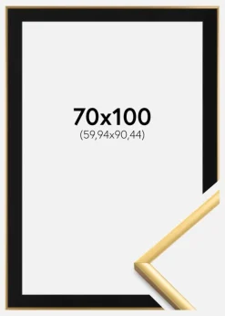 Ramme New Lifestyle Shiny Gold 70x100 cm - Passepartout Sort 24x36 inches
