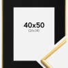 Ramme New Lifestyle Shiny Gold 40x50 cm - Passepartout Sort 27x35 cm