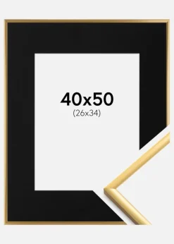 Ramme New Lifestyle Shiny Gold 40x50 cm - Passepartout Sort 27x35 cm