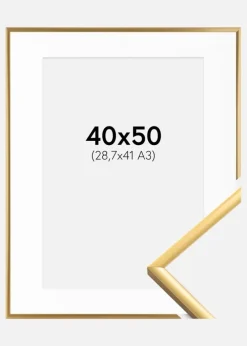Ramme New Lifestyle Shiny Gold 40x50 cm - Passepartout Hvid 29,7x42 cm (A3)