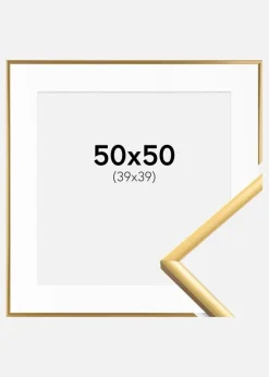 Ramme New Lifestyle Shiny Gold 50x50 cm - Passepartout Hvid 40x40 cm
