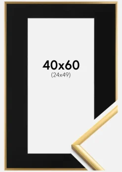 Ramme New Lifestyle Shiny Gold 40x60 cm - Passepartout Sort 25x50 cm